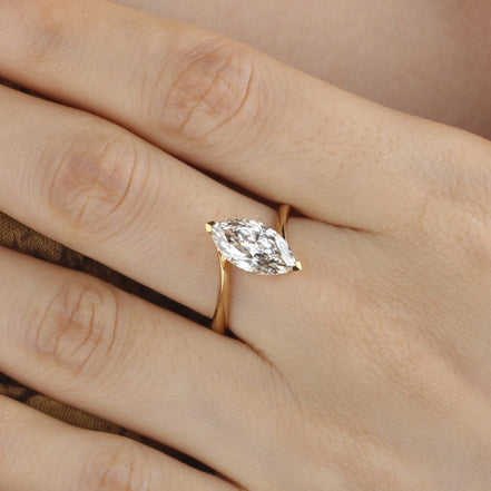1.9 Carat Marquise Lab Diamond Ring 18K Gold