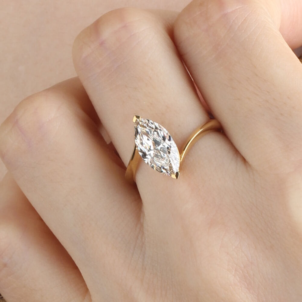 1.9 Carat Marquise Lab Diamond Ring 18K Gold