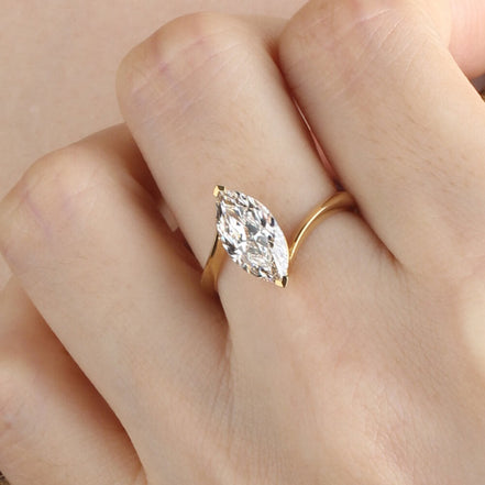 1.9 Carat Marquise Lab Diamond Ring 18K Gold