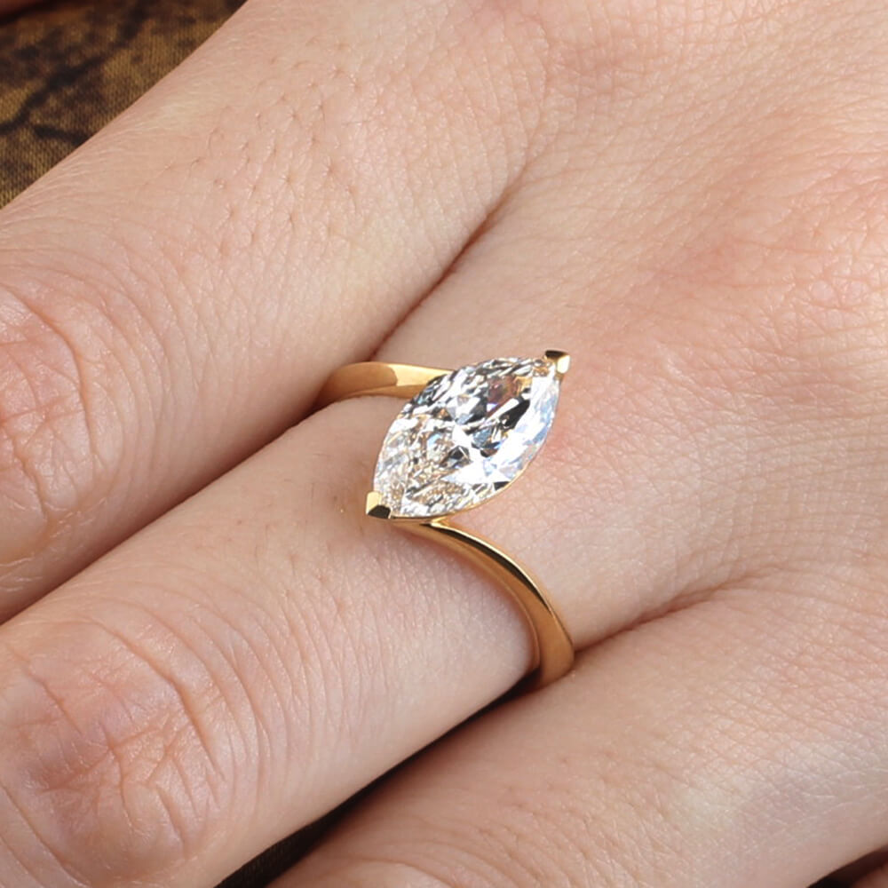 1.9 Carat Marquise Lab Diamond Ring 18K Gold