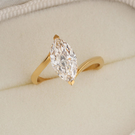 1.9 Carat Marquise Lab Diamond Ring 18K Gold