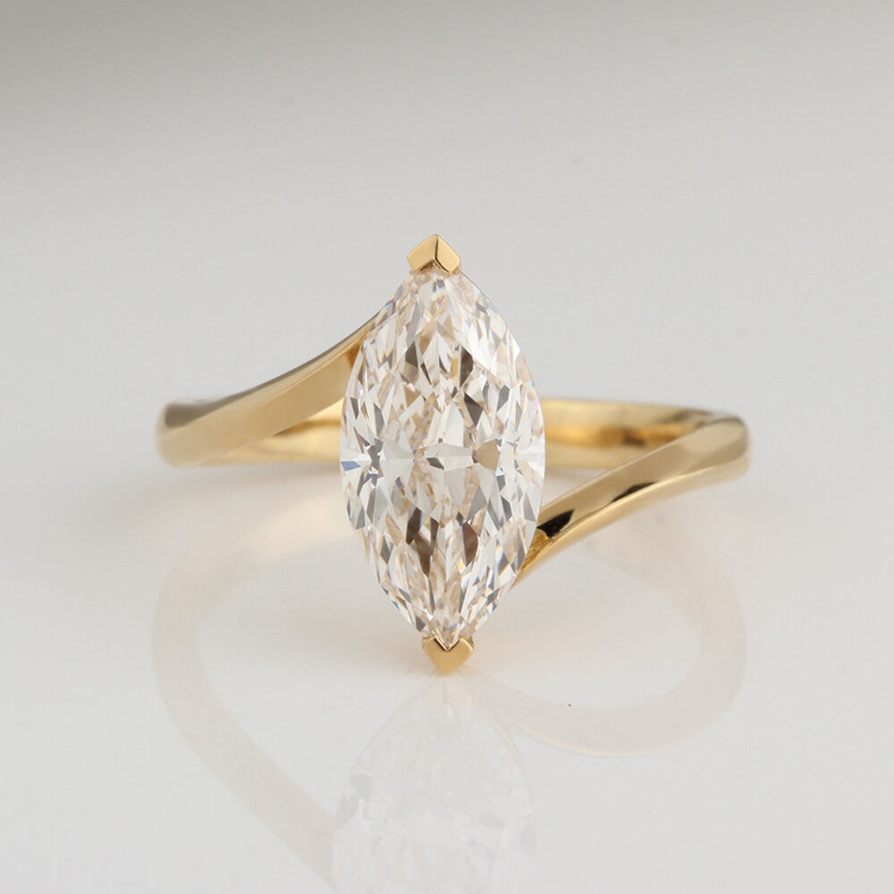 1.9 Carat Marquise Lab Diamond Ring 18K Gold