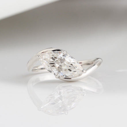 1.7 Carat Marquise Lab Diamond Ring 18K Gold