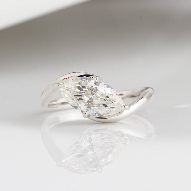 1.7 Carat Marquise Lab Diamond Ring 18K Gold