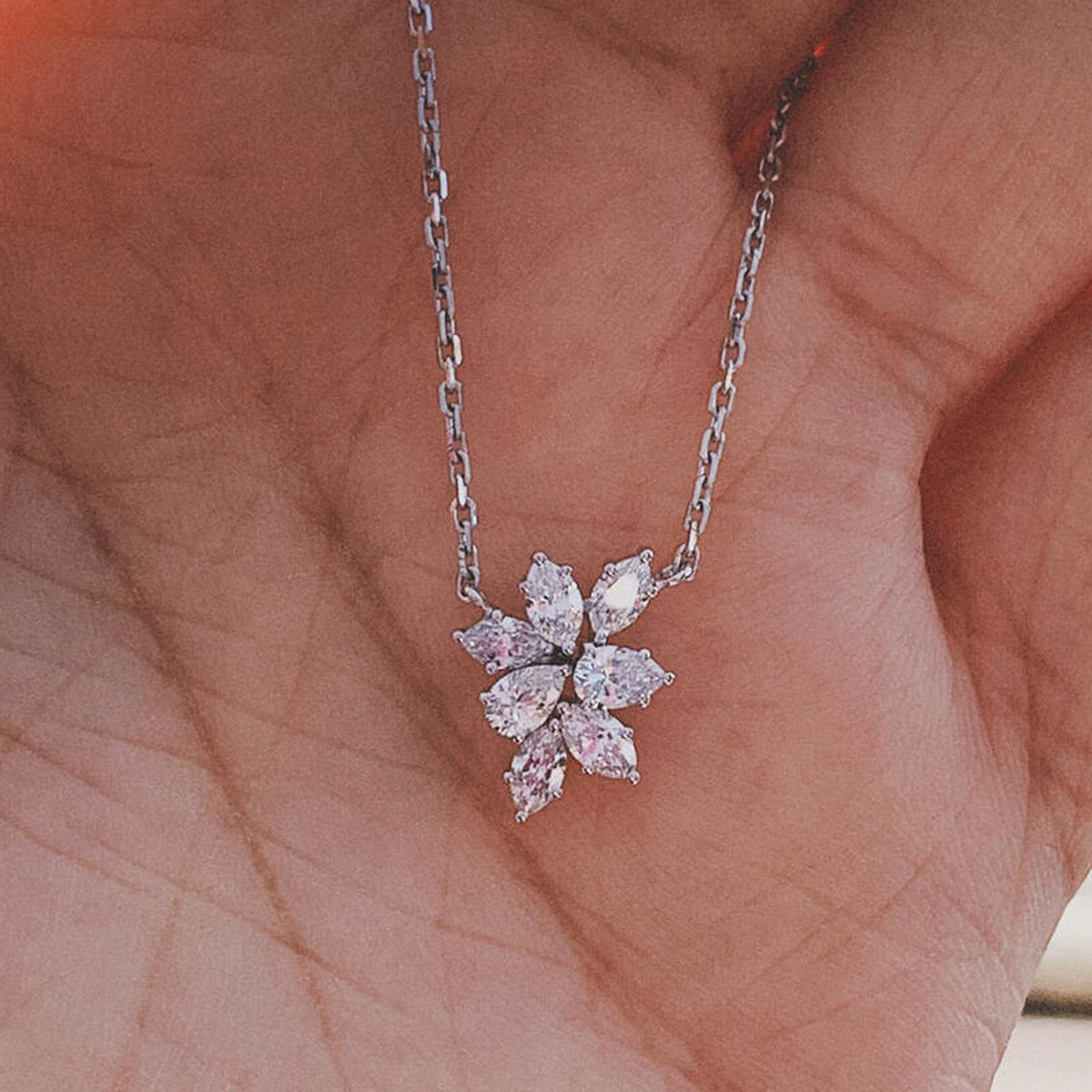 Affordable Luxury Jewelry Marquise and Pear Lab Grown Diamond Necklace