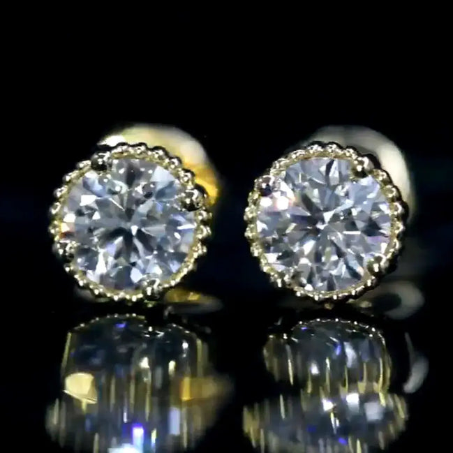 Affordable Luxury Jewelry Milgrain Bezel Lab Grown Diamond Stud Earrings (0.60-3.00 Ct. Tw.)