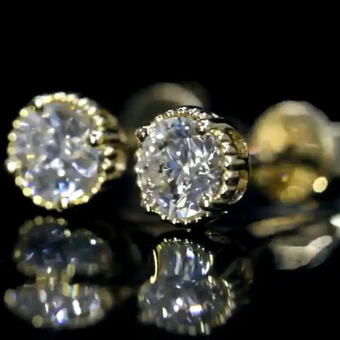 Milgrain Bezel Lab Grown Diamond Stud Earrings (0.60-3.00 Ct. Tw.)