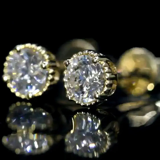 Milgrain Bezel Lab Grown Diamond Stud Earrings (0.60-3.00 Ct. Tw.)