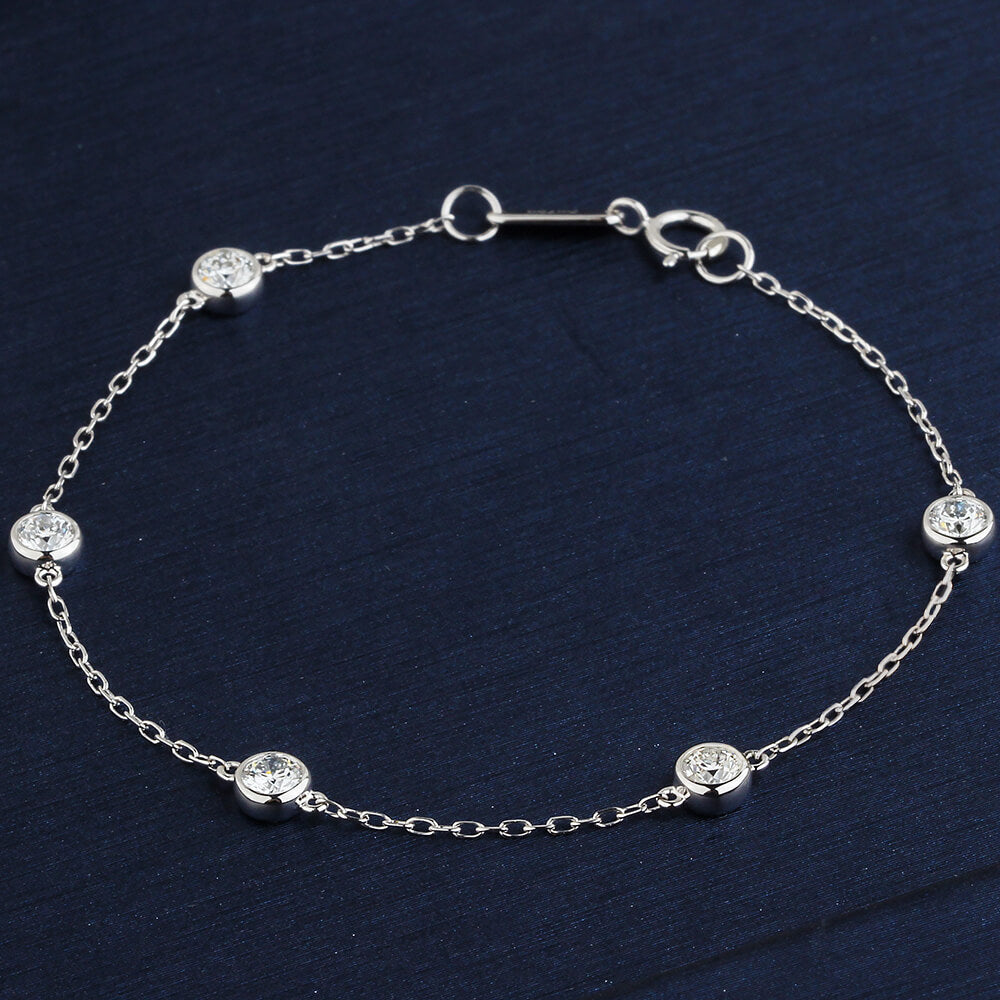 Affordable Luxury Jewelry Five Bezel-Set Lab Diamonds Bracelet In 925 Sliver Or Gold (3/4 Ct. Tw.)