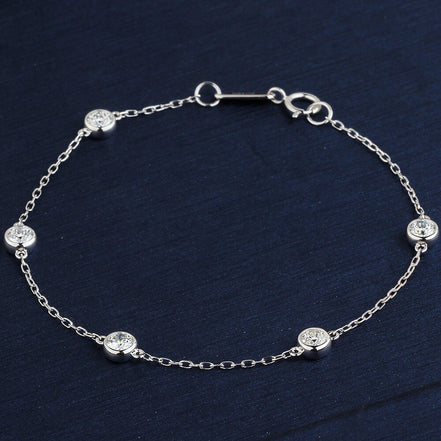 Affordable Luxury Jewelry Five Bezel-Set Lab Diamonds Bracelet In 925 Sliver (3/4 Ct. Tw.)