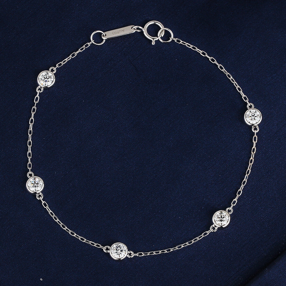 Affordable Luxury Jewelry Five Bezel-Set Lab Diamonds Bracelet In 925 Sliver (3/4 Ct. Tw.)