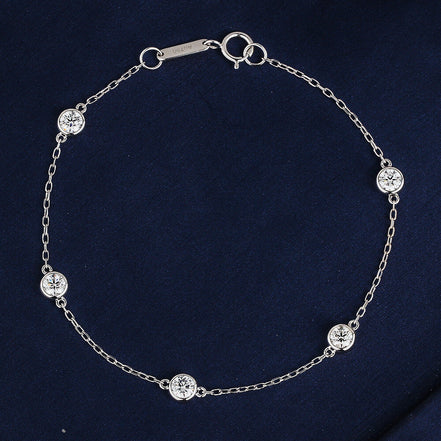 Affordable Luxury Jewelry Five Bezel-Set Lab Diamonds Bracelet In 925 Sliver (3/4 Ct. Tw.)