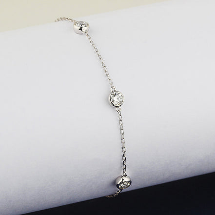 Affordable Luxury Jewelry Five Bezel-Set Lab Diamonds Bracelet In 925 Sliver (3/4 Ct. Tw.)