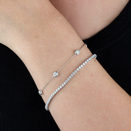Affordable Luxury Jewelry Five Bezel-Set Lab Diamonds Bracelet In 925 Sliver (3/4 Ct. Tw.)