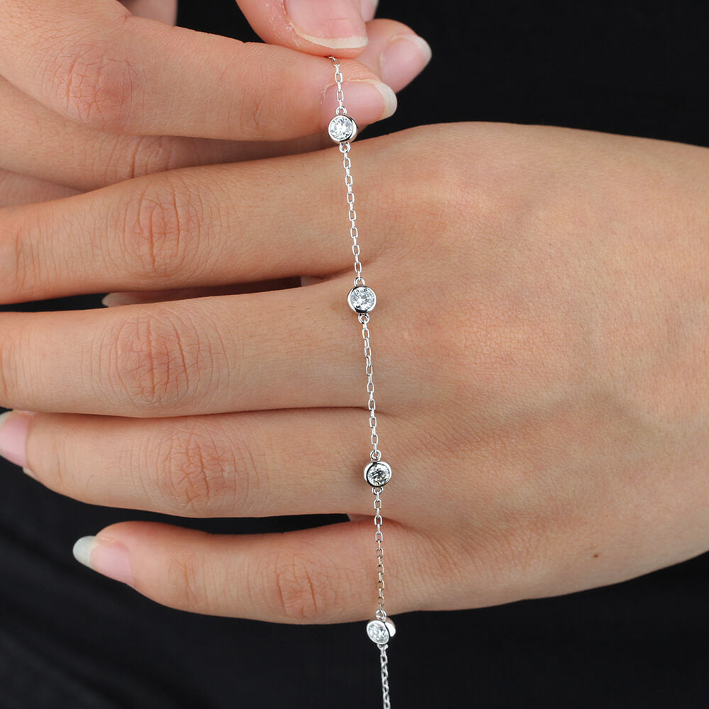 Affordable Luxury Jewelry Five Bezel-Set Lab Diamonds Bracelet In 925 Sliver Or Gold (3/4 Ct. Tw.)
