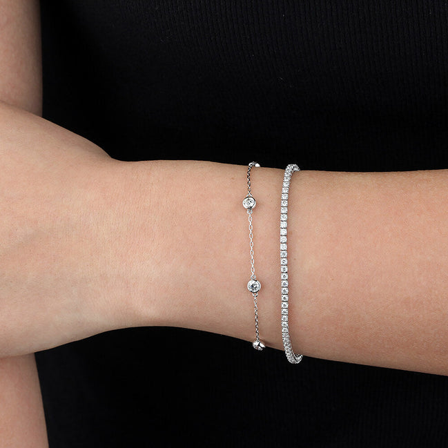 Affordable Luxury Jewelry Five Bezel-Set Lab Diamonds Bracelet In 925 Sliver (3/4 Ct. Tw.)