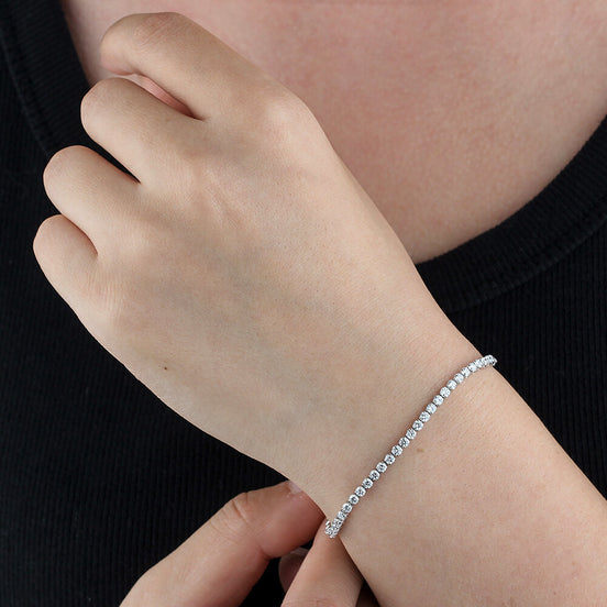 Affordable Luxury Jewelry Lab Grown Diamond Tennis Bracelet In 925 Silver Or Gold(2.63 Ct. Tw.)