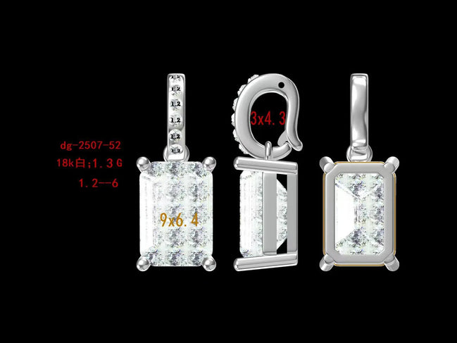 Affordable Luxury Jewelry Versatile 2.5ct Emerald-Cut Diamond Pendant With Universal Clasp