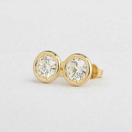 Nozbojewelry Lab-grown diamond earrings 18K Yellow Gold 2.01 CTW DEF VS with push backs