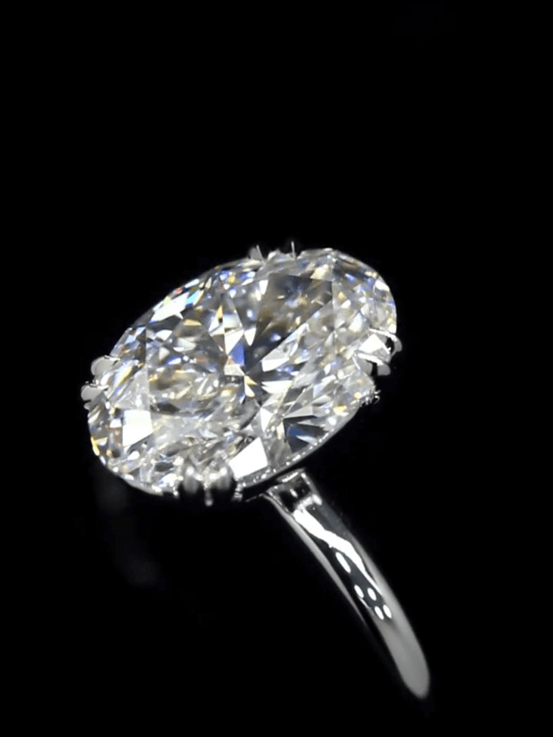 3 Carat Oval Cut Lab Grown Diamond Solitaire Ring 18K Gold