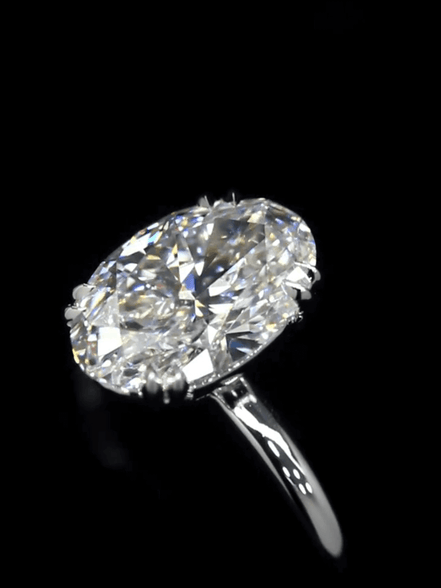 3 Carat Oval Cut Lab Grown Diamond Solitaire Ring 18K Gold