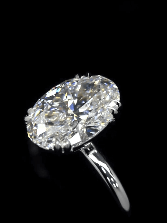 3 Carat Oval Cut Lab Grown Diamond Solitaire Ring 18K Gold