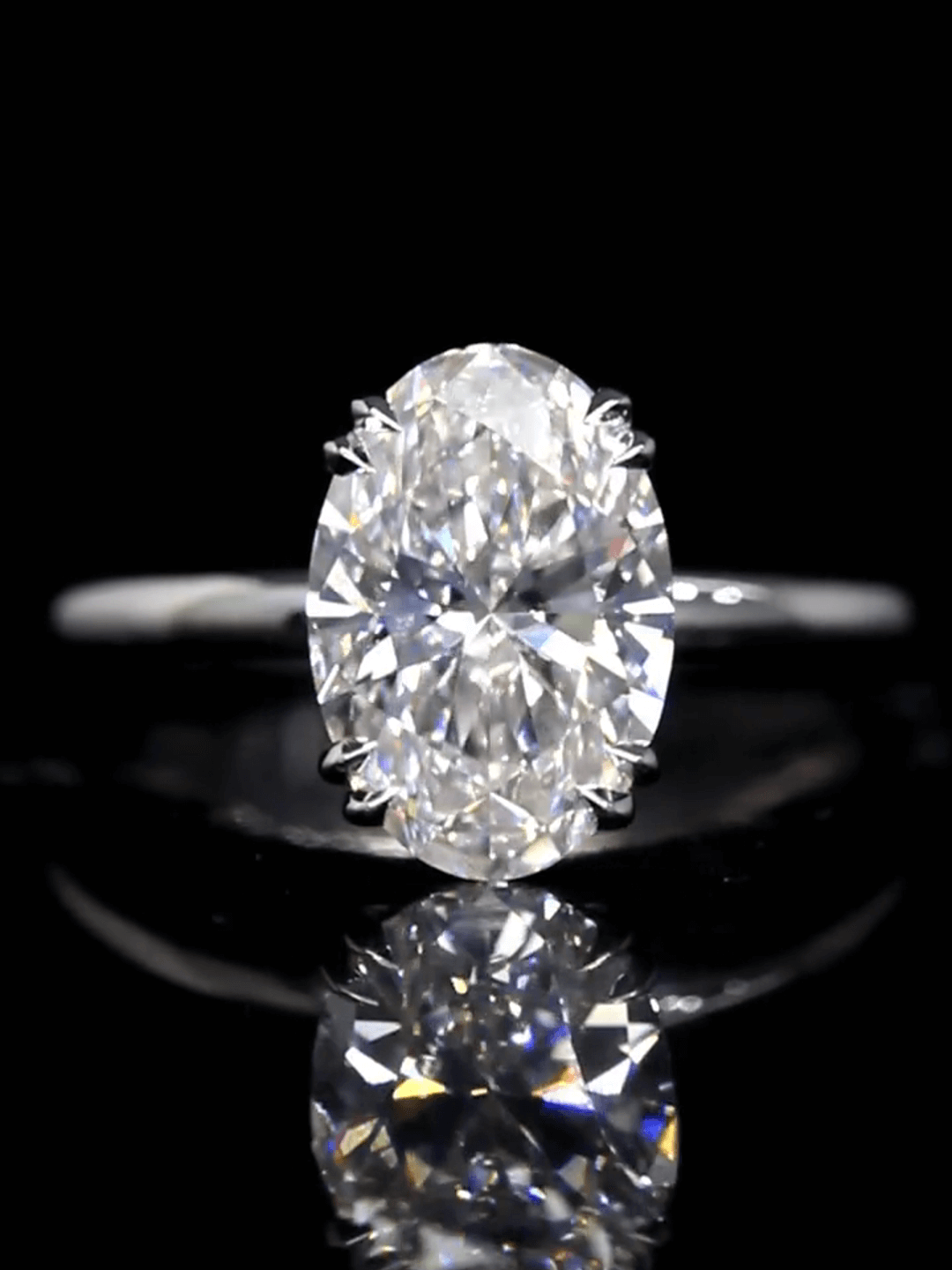 3 Carat Oval Cut Lab Grown Diamond Solitaire Ring 18K Gold