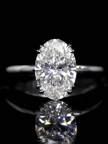 3 Carat Oval Cut Lab Grown Diamond Solitaire Ring 18K Gold
