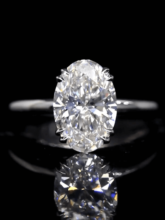 3 Carat Oval Cut Lab Grown Diamond Solitaire Ring 18K Gold