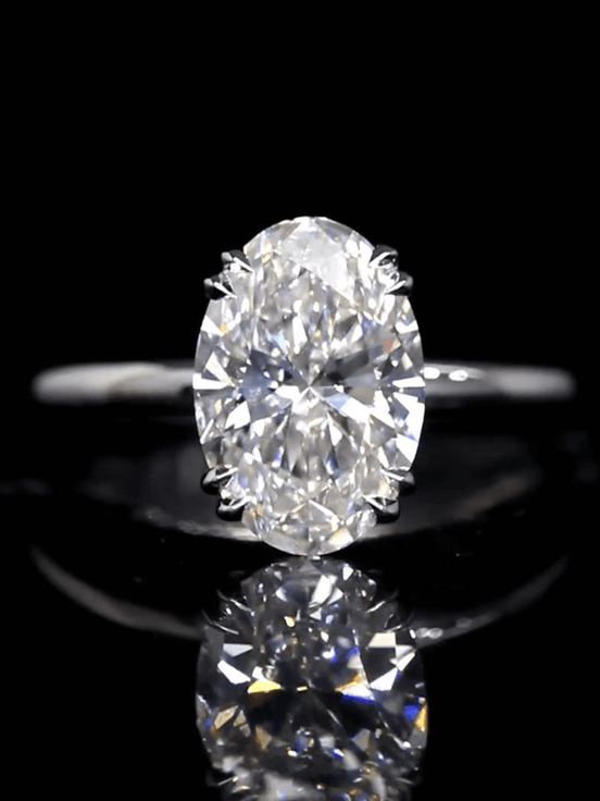 3 Carat Oval Cut Lab Grown Diamond Solitaire Ring 18K Gold