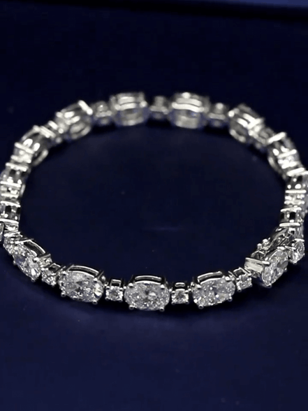 Affordable Luxury Jewelry Each 0.5-carat 0.3-carat Oval and Round Lab Grown Diamond Tennis Bracelet