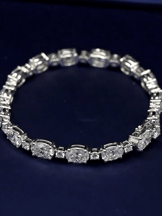 Affordable Luxury Jewelry Each 0.5-carat 0.3-carat Oval and Round Lab Grown Diamond Tennis Bracelet