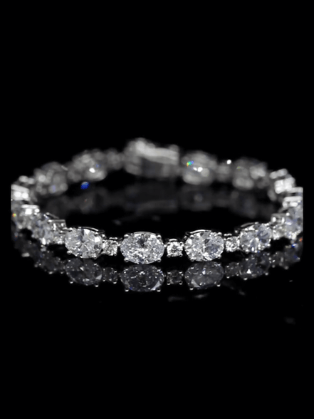 Affordable Luxury Jewelry Each 0.5-carat 0.3-carat Oval and Round Lab Grown Diamond Tennis Bracelet