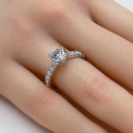 Affordable Luxury Jewelry Pave Round Lab Diamond Engagement Ring
