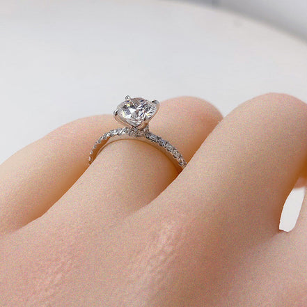 Affordable Luxury Jewelry Pave Round Lab Diamond Engagement Ring
