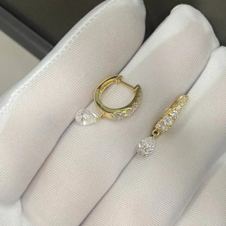 Affordable Luxury Jewelry Pear Cut Lab Diamond Hoop Earrings