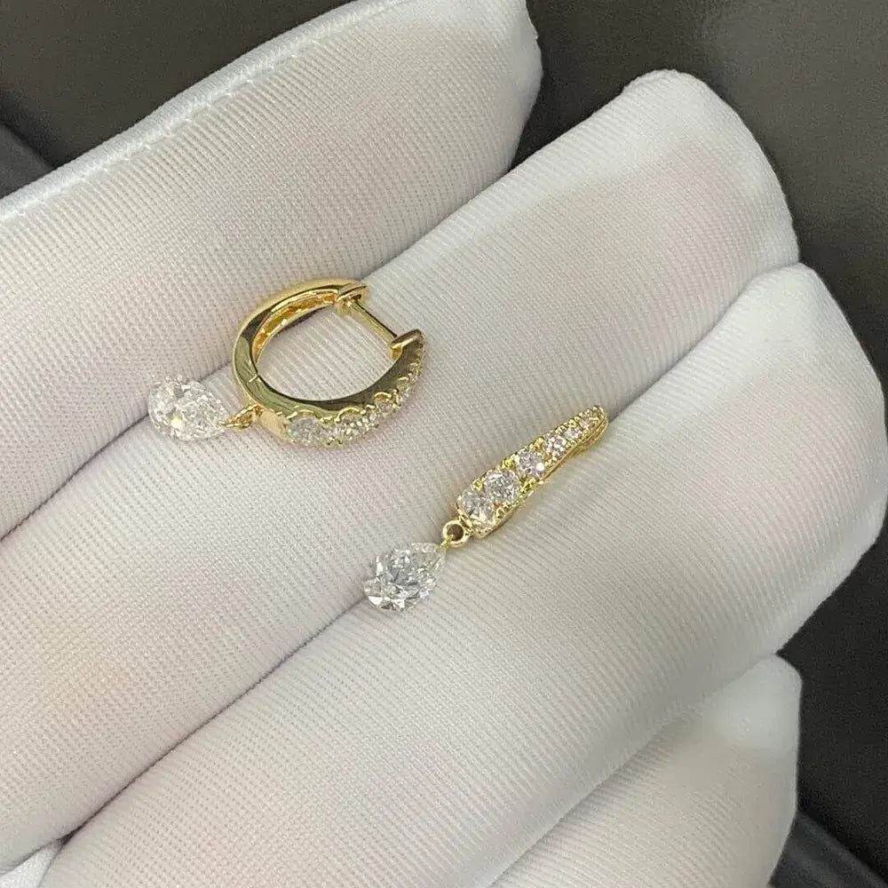 Affordable Luxury Jewelry Pear Cut Lab Diamond Hoop Earrings