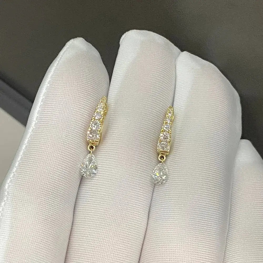 Affordable Luxury Jewelry Pear Cut Lab Diamond Hoop Earrings