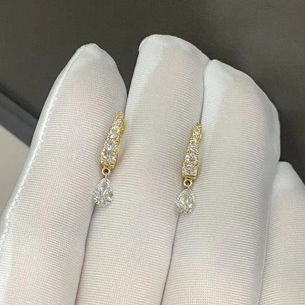 Affordable Luxury Jewelry Pear Cut Lab Diamond Hoop Earrings