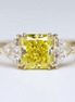 Affordable Luxury Jewelry 1.7 Carat Princess Cut Yellow Lab Diamond Three-Stone Ring 18K Gold