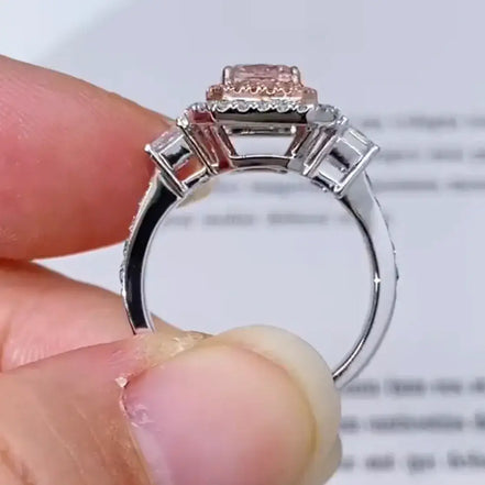 Affordable Luxury Jewelry Radiant Pink Lab Grown Diamond Double Halo Ring