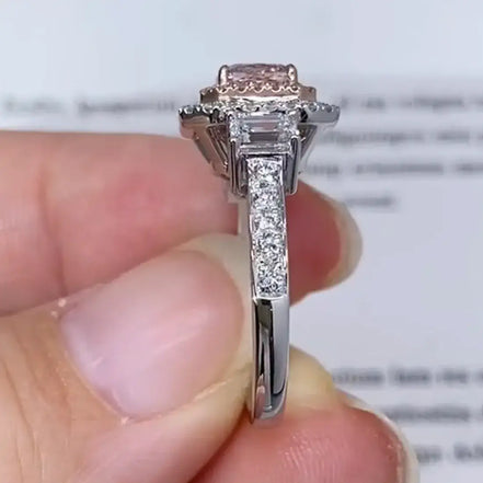 Affordable Luxury Jewelry Radiant Pink Lab Grown Diamond Double Halo Ring