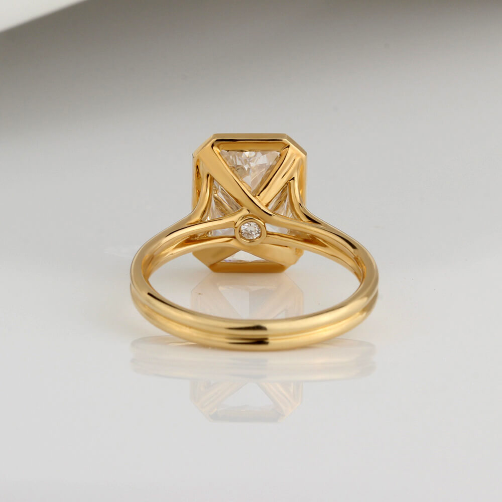 4 Carat Lab Diamond Radiant Bezel Ring 14K Gold