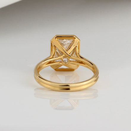 4 Carat Lab Diamond Radiant Bezel Ring 14K Gold