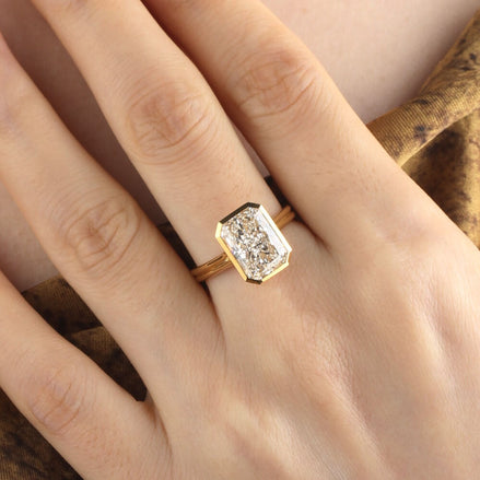 4 Carat Lab Diamond Radiant Bezel Ring 14K Gold