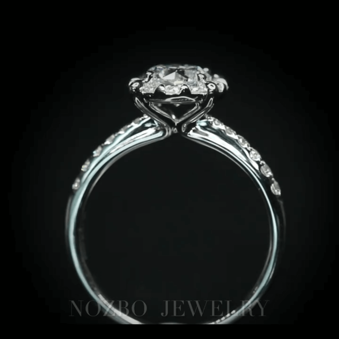 0.5 Carat Round Brilliant Cut Lab Grown Diamond Halo Engagement Ring