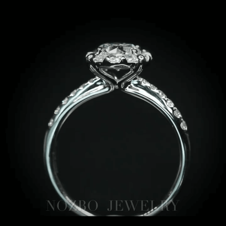 0.5 Carat Round Brilliant Cut Lab Grown Diamond Halo Engagement Ring