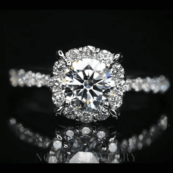 0.5 Carat Round Brilliant Cut Lab Grown Diamond Halo Engagement Ring