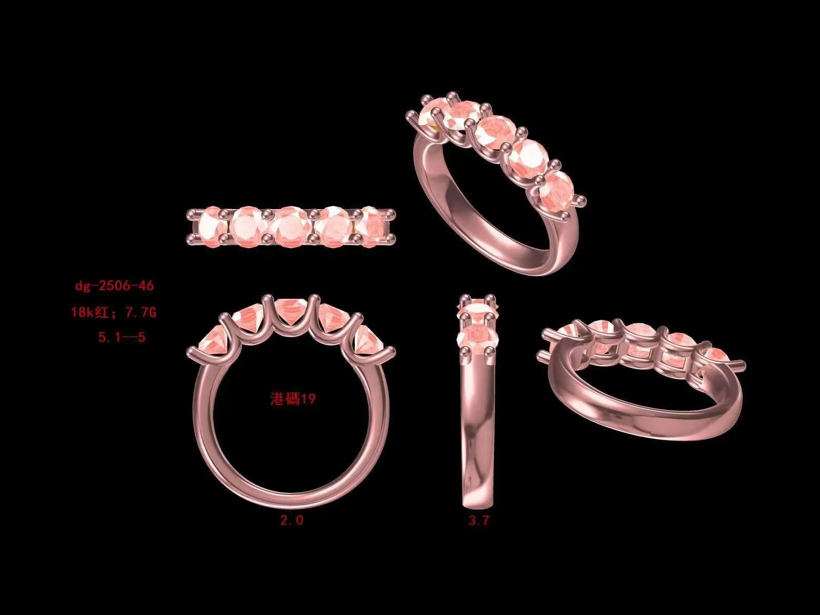 Affordable Luxury Jewelry Round Cut Pink Lab Diamond Five Stone Ring
