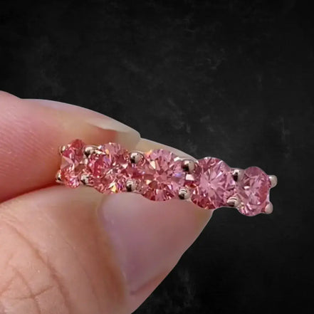 Affordable Luxury Jewelry Round Cut Pink Lab Diamond Five Stone Ring